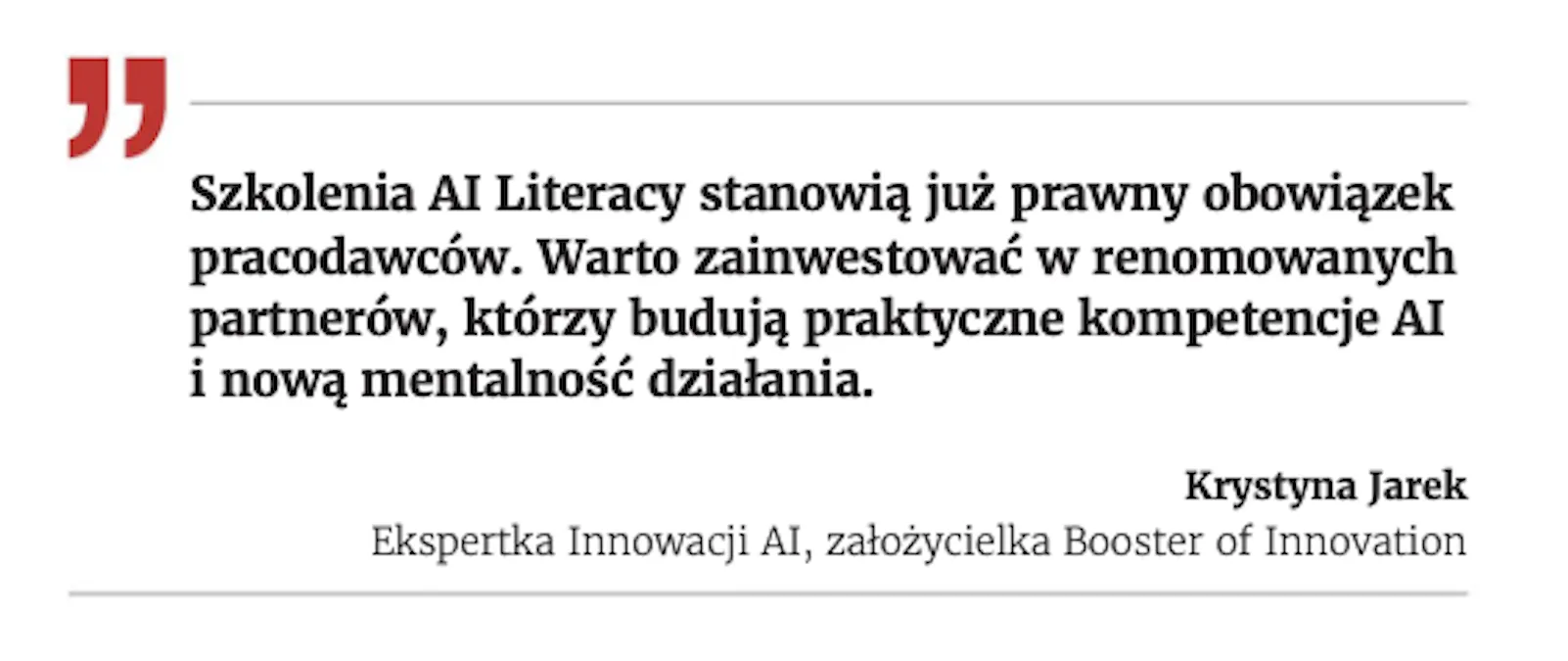 Booster of Innovation Krystyna Jarek AI Literacy